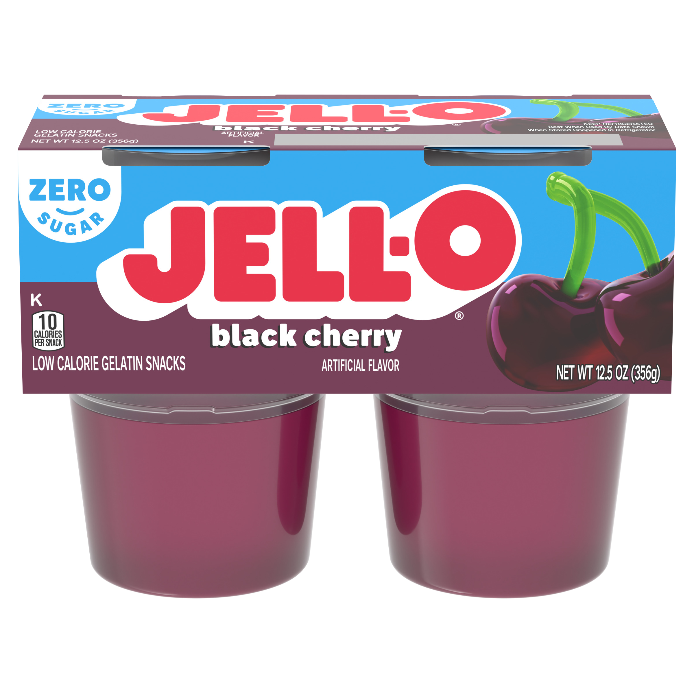 Zero Sugar Black Cherry Flavor Gelatin Snack Cups