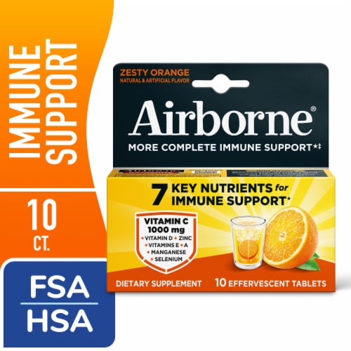 Airborne Immune Support Vitamin C Zesty Orange Effervescent Tablets