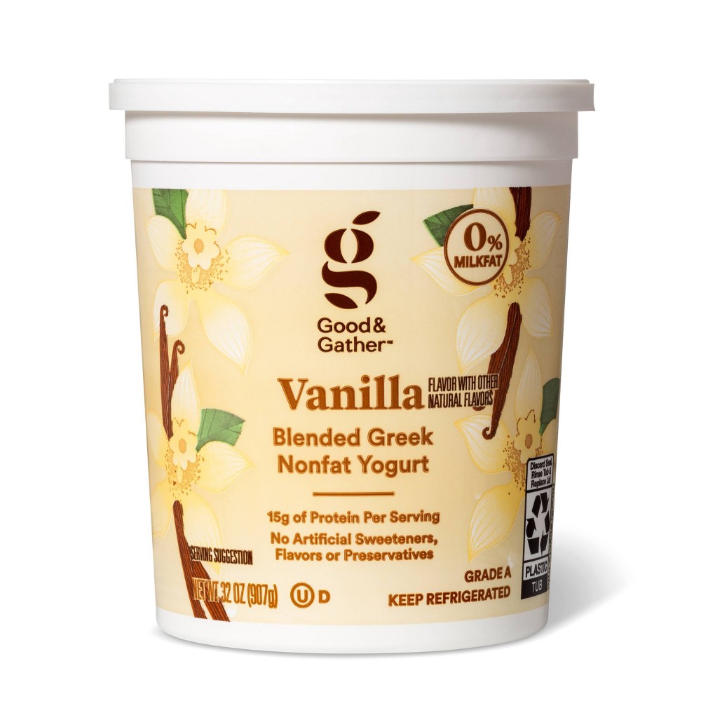 Good & Gather Vanilla Non Fat Greek Yogurt 32 oz