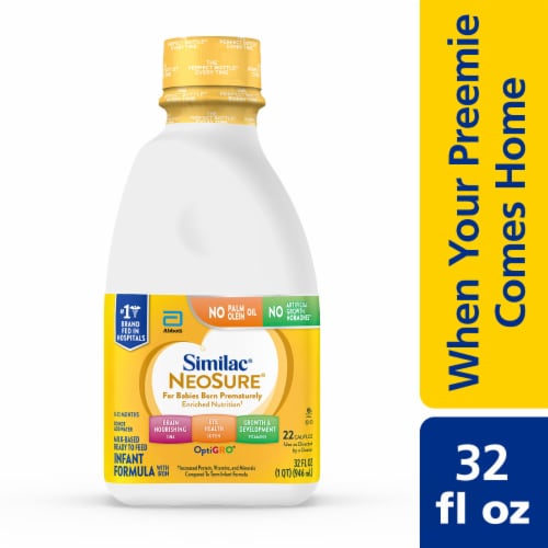 Similac NeoSure Premature Post-Discharge Infant Formula, Ready to Feed, 32-fl-oz Bottle