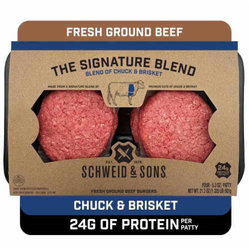 Schweid & Sons The Signature Blend 75/25 Ground Beef Burgers 5.3oz/4ct