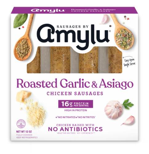 Sausage by AmyLu Roasted Garlic & Asiago Chicken Sausages