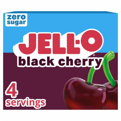 Jell-O Black Cherry Artificially Flavored Zero Sugar Low Calorie Gelatin Dessert Mix, Box