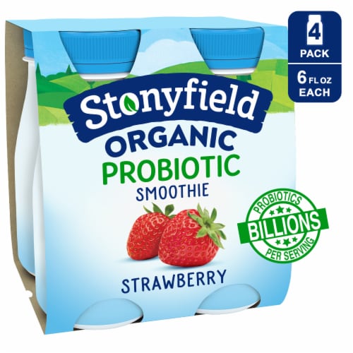 Stonyfield Organic Probiotic Strawberry Lowfat Yogurt Smoothies