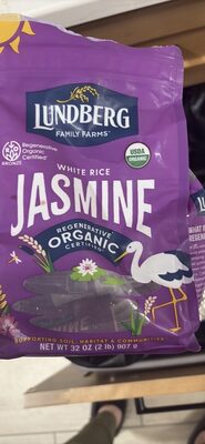 LUNDBERG FAMILY FAMRS WHITE RICE JASMINE NET WT 32 OZ (2 lb) 907 g