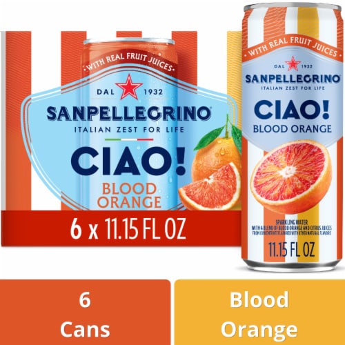 Sanpellegrino CIAO Blood Orange Zero Added Sugar Sparkling Water Cans