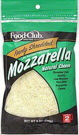 Food Club Mozzarella Finely Shredded 8 oz pack