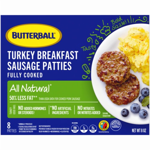 Butterball All Natural Turkey Breakfast Sausage Patties, 8 Patties