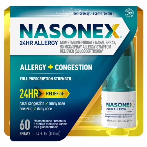 Nasonex 24HR Full Prescription Strength Allergy + Congestion Relief Nasal Spray Mometasone
