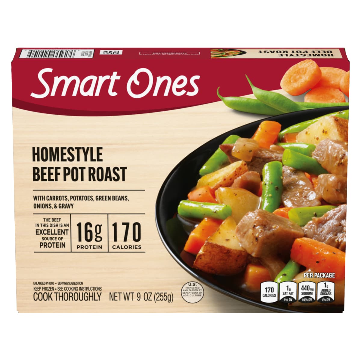 Beef Pot Roast with Carrots, Onions, Potatoes, Green Beans & Gravy Frozen Meal