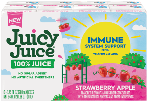Juicy Juice Immune System Support Strawberry Apple 8/6.75oz - 100% Juice