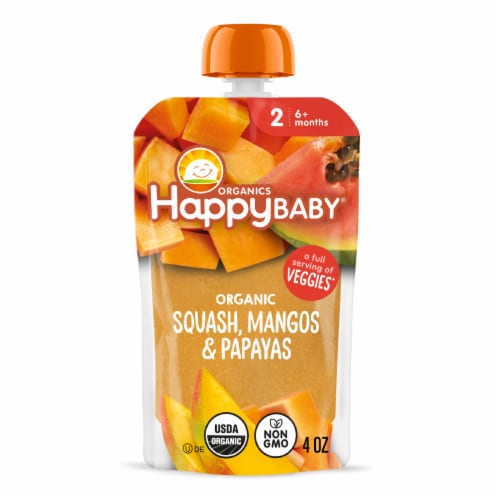 Happy Baby Clearly Crafted Stage 2 Squash Mango & Papaya Baby Food Pouch