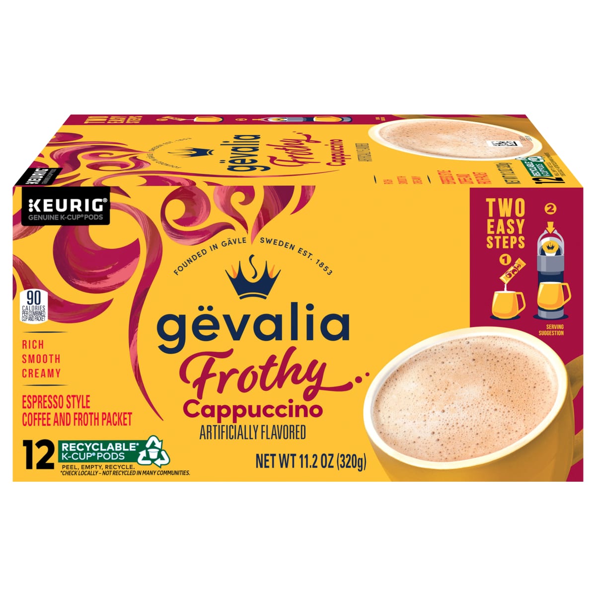 Frothy 2-Step Cappuccino Espresso Style K‐Cup® Coffee Pods & Froth Packets Kit