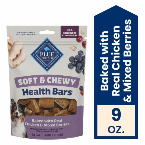 Blue Buffalo Soft & Chewy Health Bars Natural Dog Treats Chicken & Mixed Berries