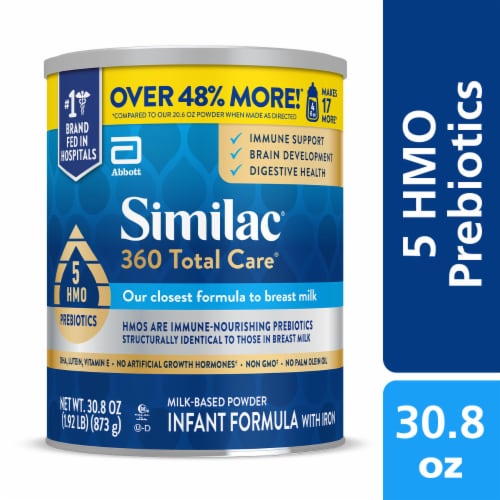 Similac 360 Total Care Infant Formula Powder, Has 5 HMO Prebiotics, 30.8-oz Value Can