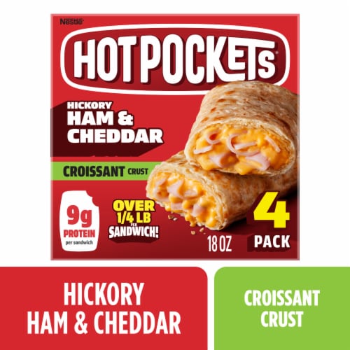 Hot Pockets Hickory Ham and Cheddar Croissant Crust Frozen Sandwiches Frozen Snacks 4PK