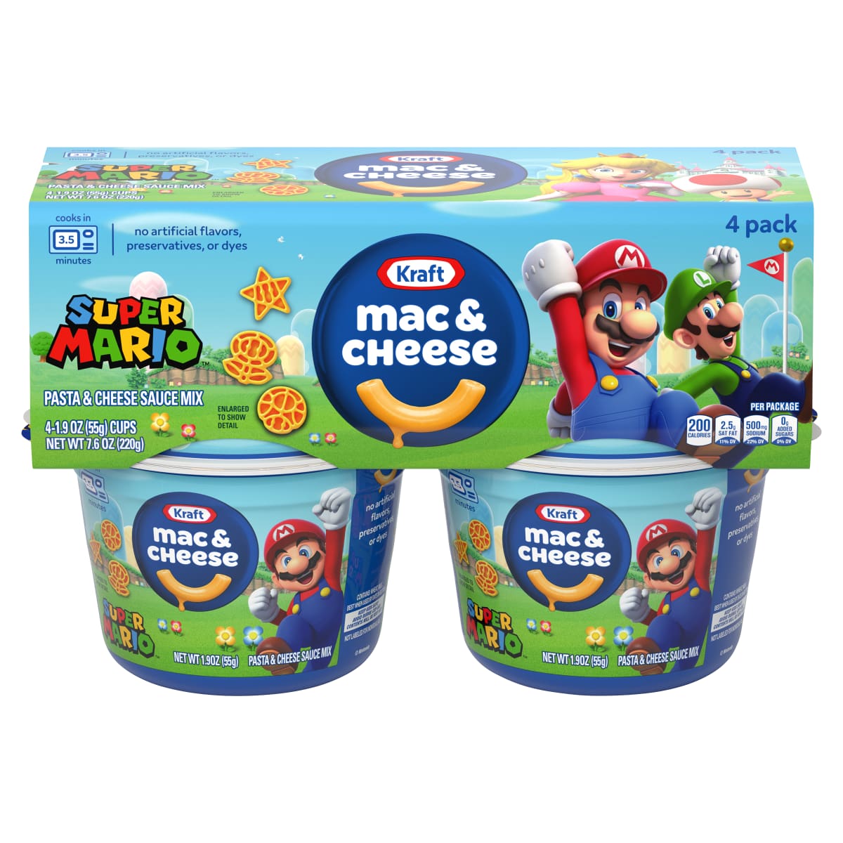 Mac & Cheese Microwavable Dinner with Super Mario Power-Up Pasta Shapes