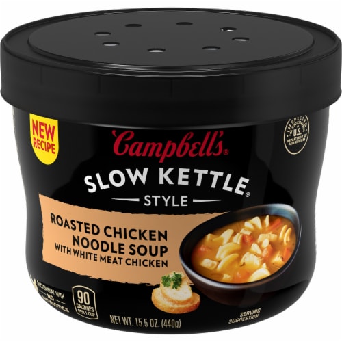 Campbell's Slow Kettle Style Roasted Chicken Noodle Soup With White Meat Chicken 15.5 oz Bowl