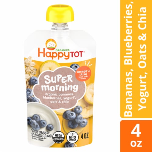 Happy Tot Stage 4 Organic Bananas Blueberries Yogurt & Oats + Super Chia Pouch
