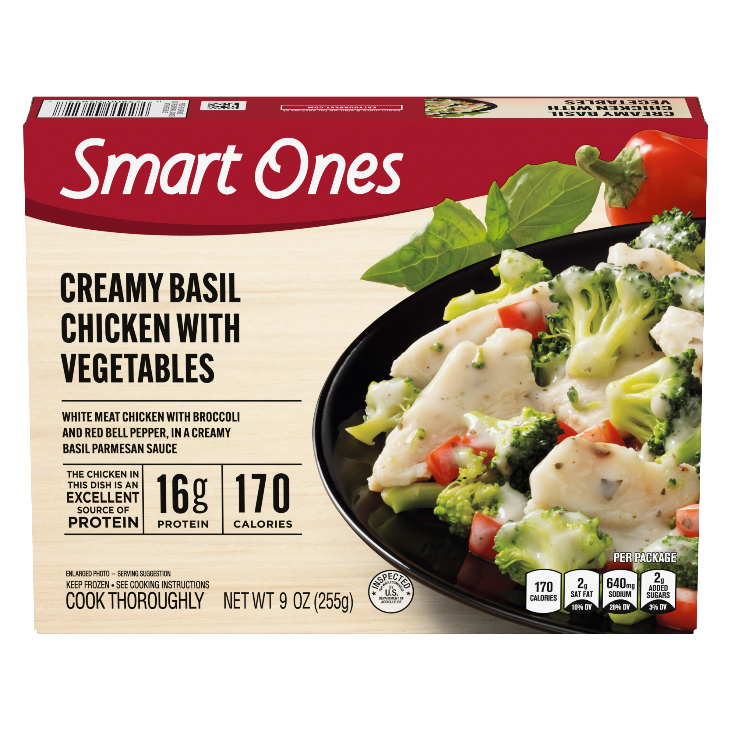 Chicken with Broccoli, Red Peppers & Creamy Basil Parmesean Sauce Frozen Meal