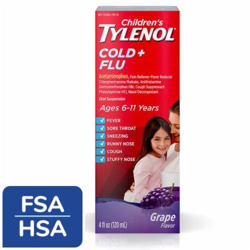 Children's Tylenol Cold & Flu Liquid Oral Suspension Grape
