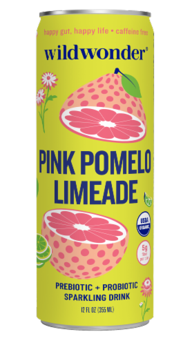 wildwonder® Sparkling Prebiotic + Probiotic Drink Pink Pomelo Limeade