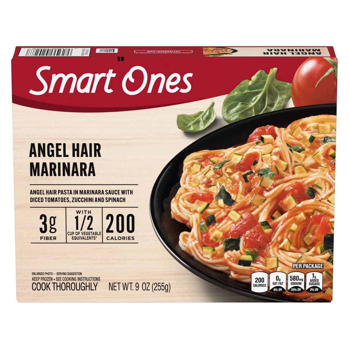 Angel Hair Pasta Marinara with Spinach & Zucchini Frozen Meal