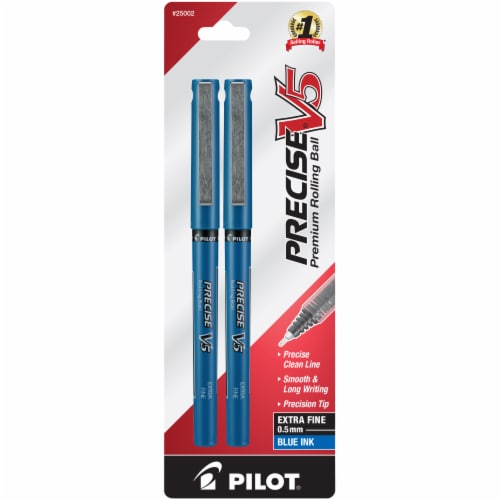 Pilot Precise V5 0.5mm Extra Fine Point Premium Rolling Ball Pen 2 Pack - Blue