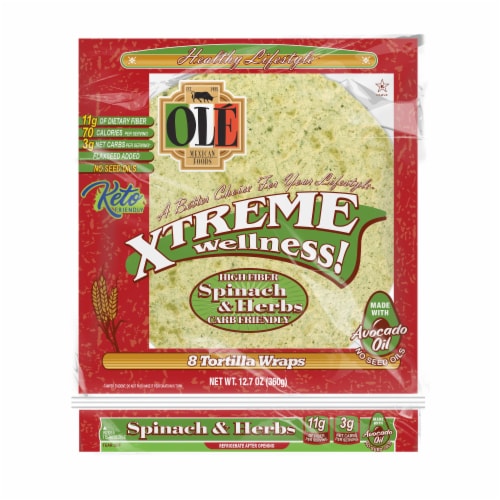 Olé Xtreme Wellness Spinach & Herbs Tortillas, Keto Friendly