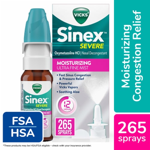 Vicks Sinex Severe Sinus Congestion Relief Moisturizing Ultra Fine Nasal Spray Oxymetazoline HCI