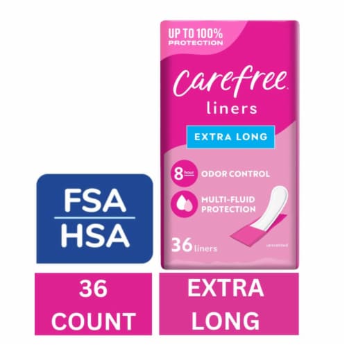 Carefree Panty Liners Extra Long Extra Heavy Super Absorbency Wrapped Unscented