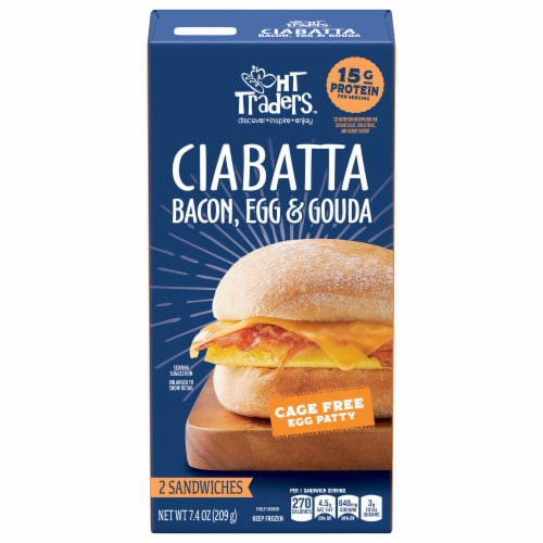 HT Traders™ Ciabatta Bacon Egg & Gouda Breakfast Sandwiches