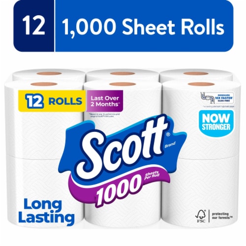 Scott® 1000 Toilet Paper 12 Rolls 1 Ply Toilet Tissue
