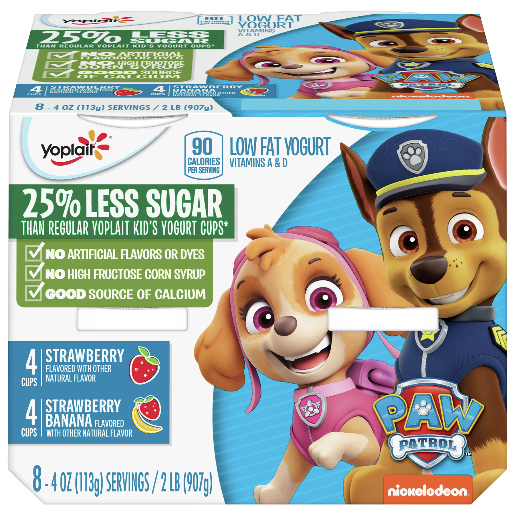 Yoplait 25% Less Sugar L/Fat Strby/Strby Ban 8/4oz