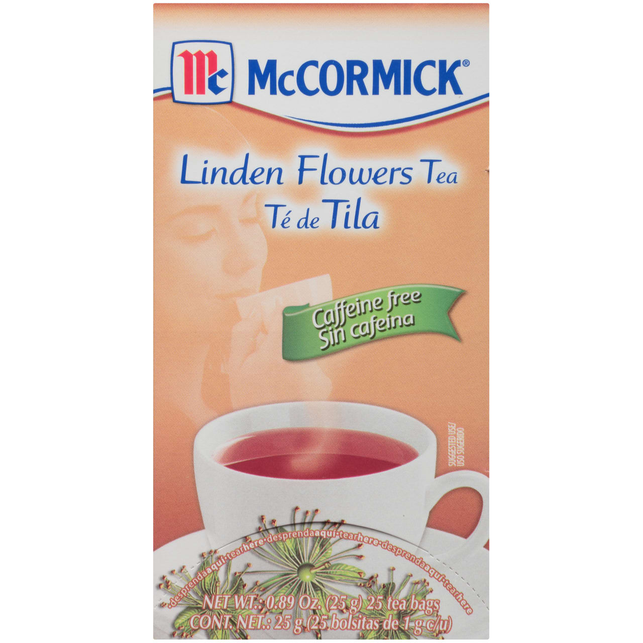 McCormick Caffeine Free Linden Flowers Tea 25 Count Box, 0.89 oz