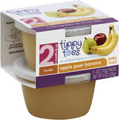 Tippy Toes Apple Pear Banana Plastic Twn-pck 2-4oz