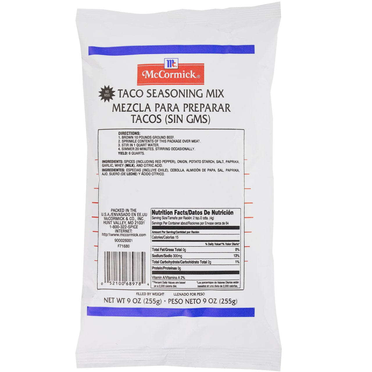 McCormick Culinary Taco Seasoning Mix, 9.0 oz