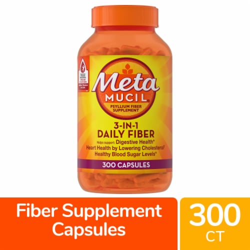 Metamucil 3-in-1 Psyllium Daily Fiber Supplement Capsules