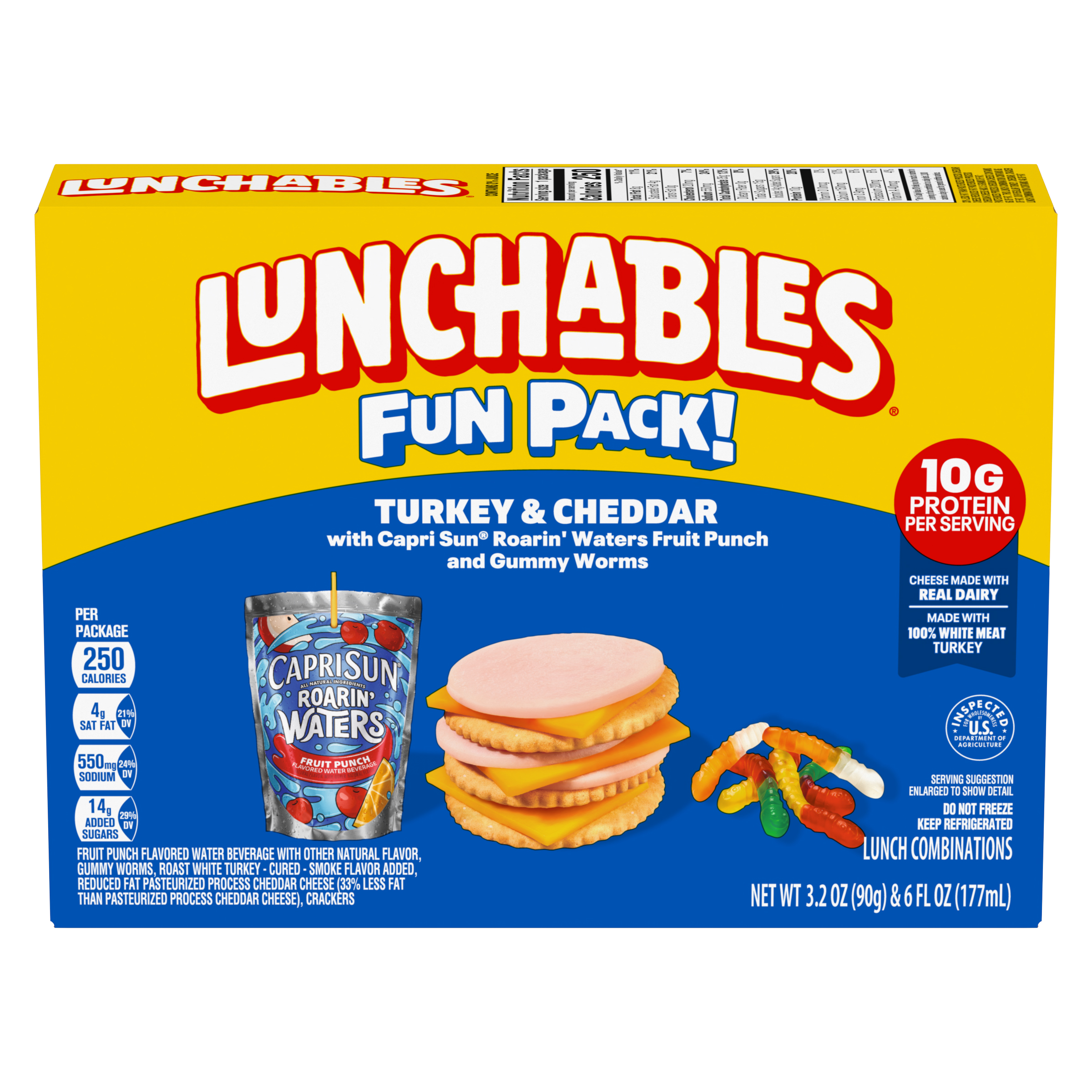 Turkey & Cheddar with Capri Sun Roarin' Waters Fruit Punch and Gummy Worms Fun Pack