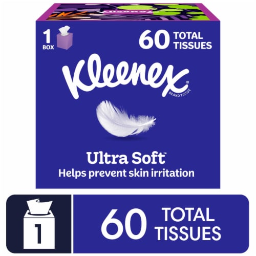 Kleenex® Ultra Soft™ Facial Tissues, 1 Cube Box, 60 Tissues per Box, 3-Ply