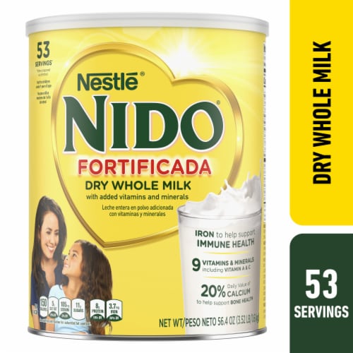 NIDO Fortificada Powdered Drink Mix - Dry Whole Milk Powder with Vitamins and Minerals Canister