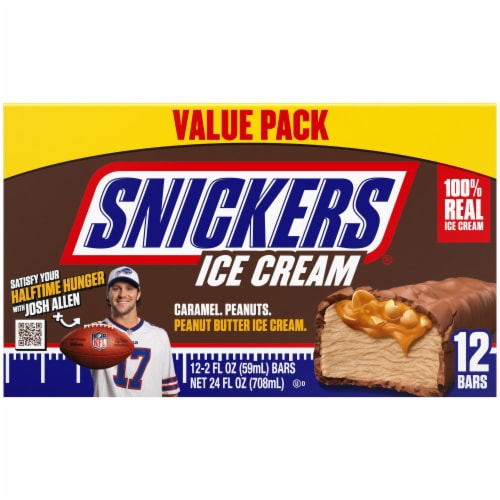 SNICKERS Ice Cream Chocolatey Caramel Peanut Butter Ice Cream Bars Individually Wrapped Dessert