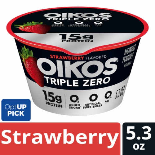 Oikos Triple Zero Strawberry High Protein Nonfat Greek Yogurt Cup
