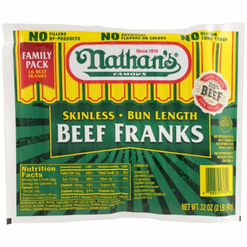 Nathan's® Famous Bun Length Skinless Beef Franks