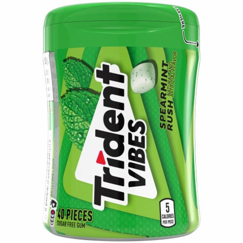 Trident Vibes Sugar Free Chewing Gum Spearmint Rush 40 pc Bottle