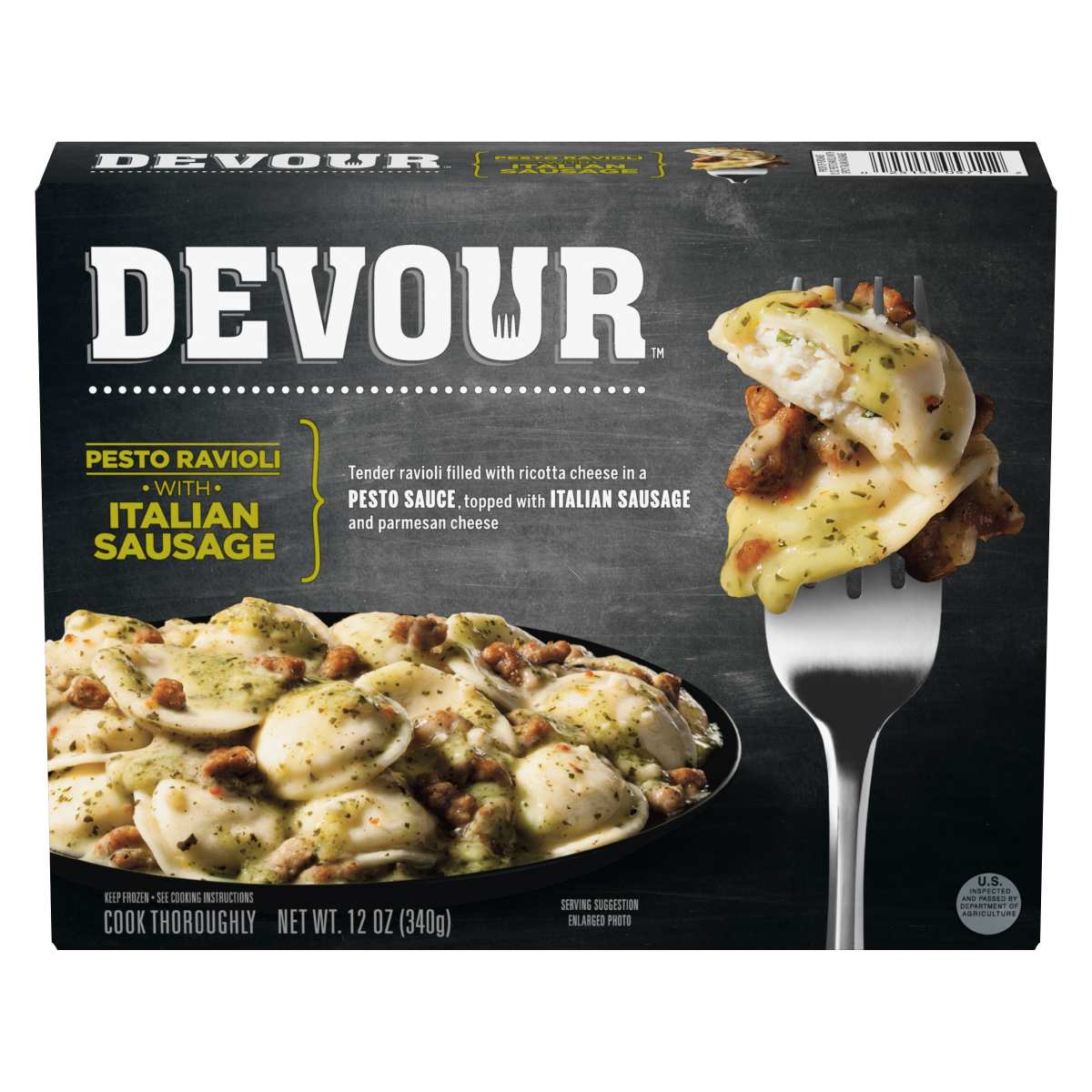 Pesto Ravioli with Spicy Italian Sausage & Classic Basil Frozen Meal