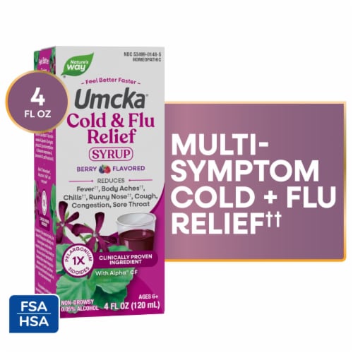 Nature's Way Umcka Cold & Flu Relief Homeopathic Non-Drowsy Berry Flavored Syrup