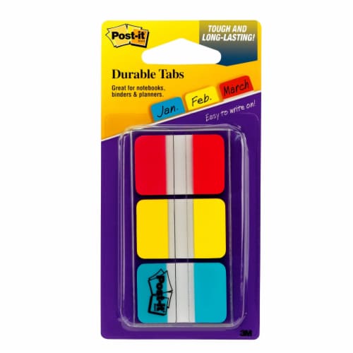 Post-it® Durable Tabs - Red/Yellow/Blue