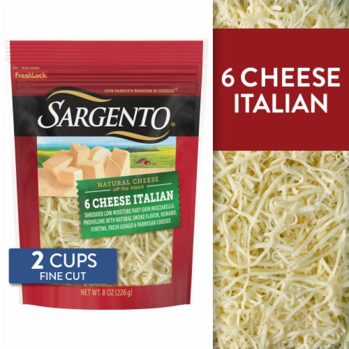 8 oz. Sargento Off The Block 6 Cheese Italian Blend Natural Cheese Shreds