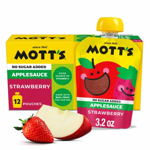 Mott's No Sugar Added Strawberry Applesauce Clear Pouches